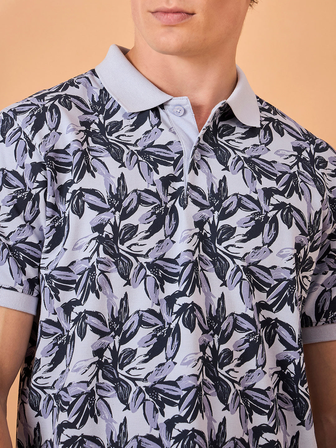 Men Lavender Print Regular Fit T-Shirt