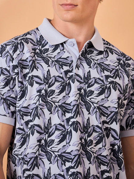 Men Lavender Print Regular Fit T-Shirt