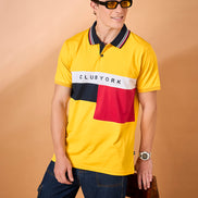 Men Yellow Coloblock Regular Fit T-Shirt