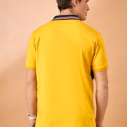Men Yellow Coloblock Regular Fit T-Shirt