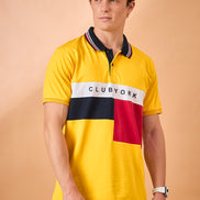 Men Yellow Coloblock Regular Fit T-Shirt