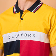 Men Yellow Coloblock Regular Fit T-Shirt
