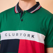 Men Green Coloblock Regular Fit T-Shirt