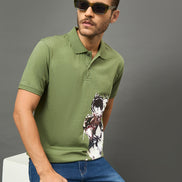 Club York Men Olive Polo neck T-Shirt