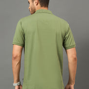 Club York Men Olive Polo neck T-Shirt