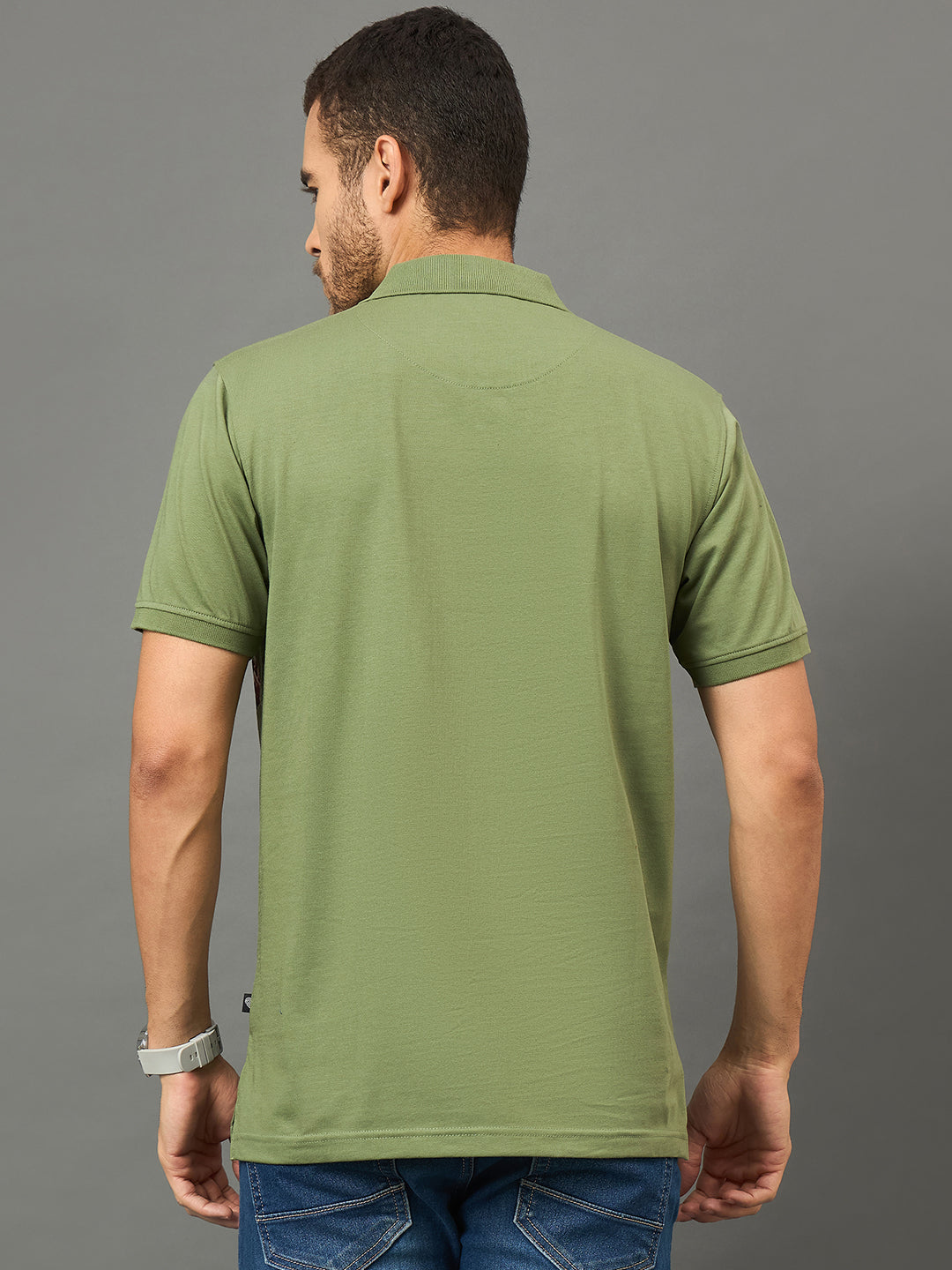 Club York Men Olive Polo neck T-Shirt
