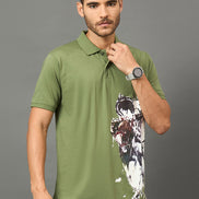 Club York Men Olive Polo neck T-Shirt