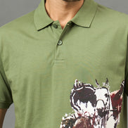 Club York Men Olive Polo neck T-Shirt