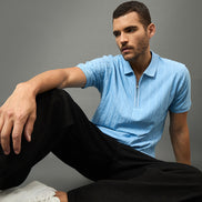 Club York Men Light Blue Polo neck T-Shirt