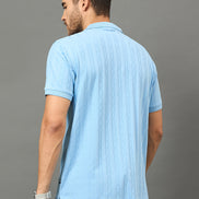 Club York Men Light Blue Polo neck T-Shirt