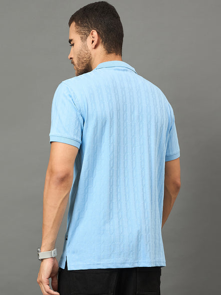 Club York Men Light Blue Polo neck T-Shirt