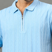 Club York Men Light Blue Polo neck T-Shirt