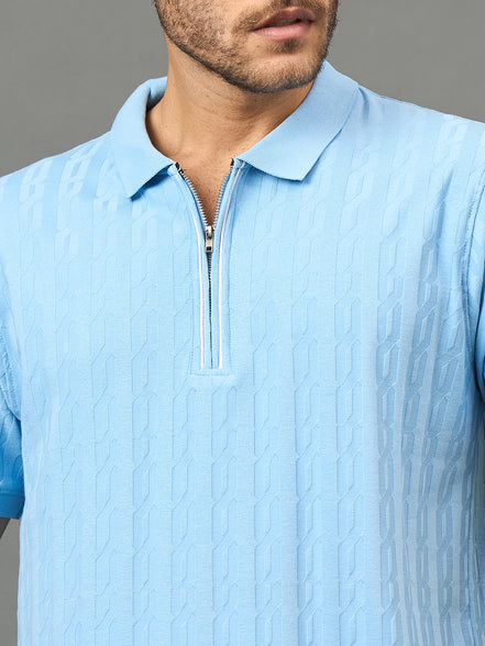 Club York Men Light Blue Polo neck T-Shirt