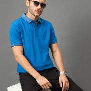 Club York Men Blue Polo neck T-Shirt