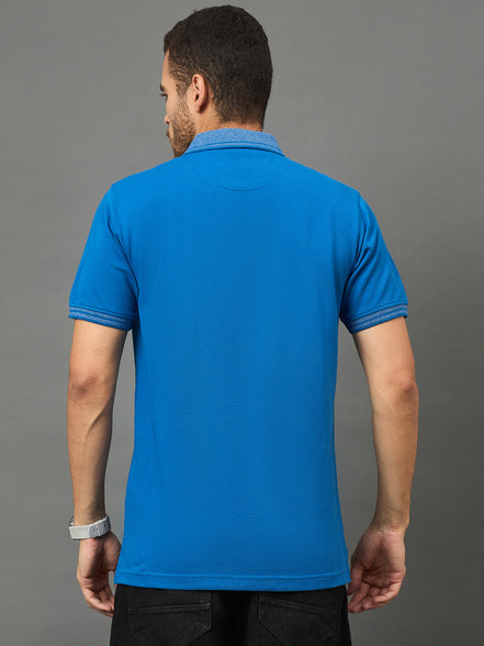 Club York Men Blue Polo neck T-Shirt