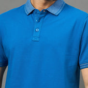 Club York Men Blue Polo neck T-Shirt