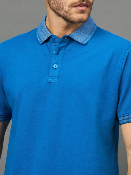 Club York Men Blue Polo neck T-Shirt