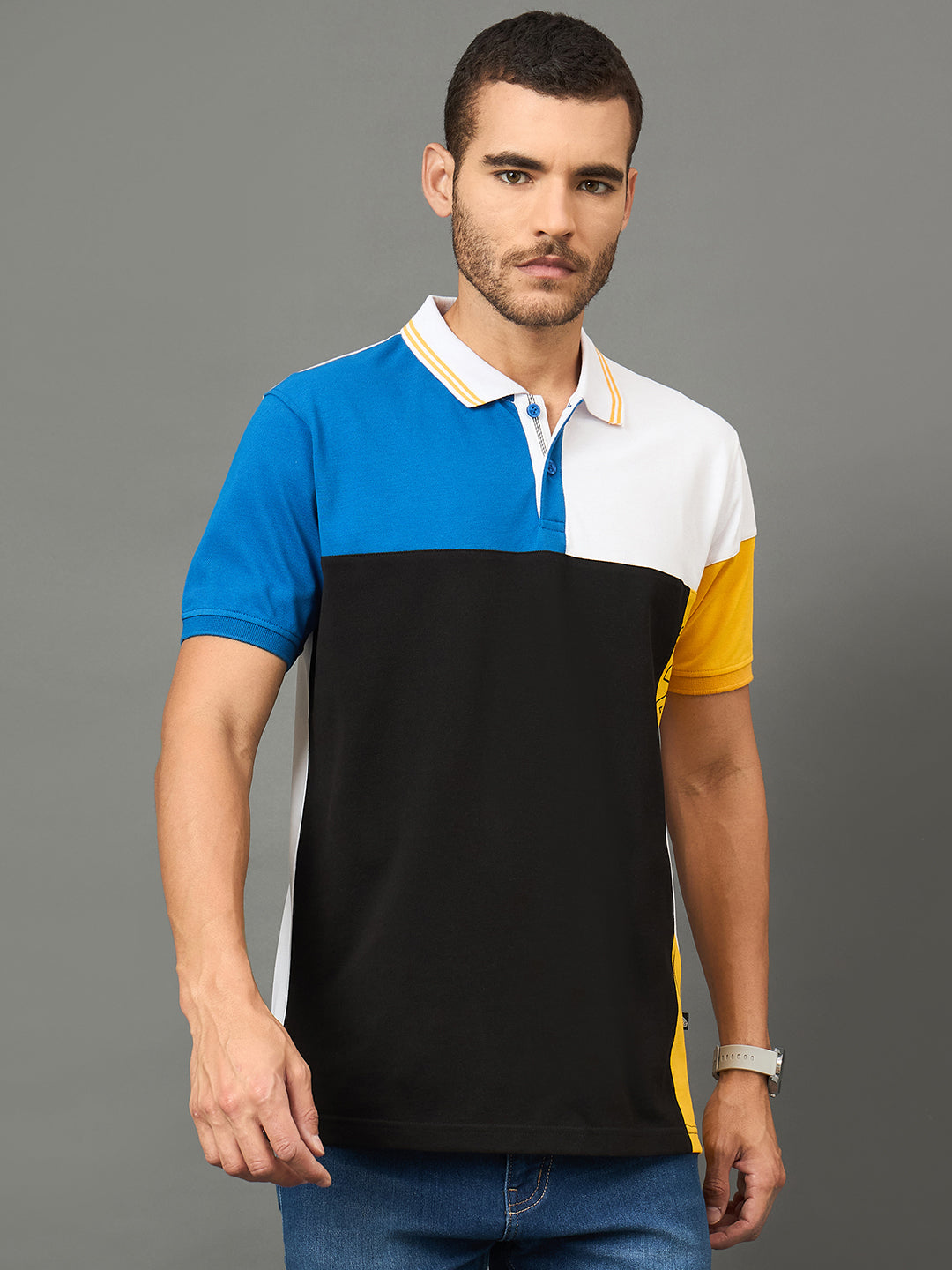 Club York Men Black Polo neck T-Shirt