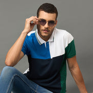 Club York Men Navy Polo neck T-Shirt