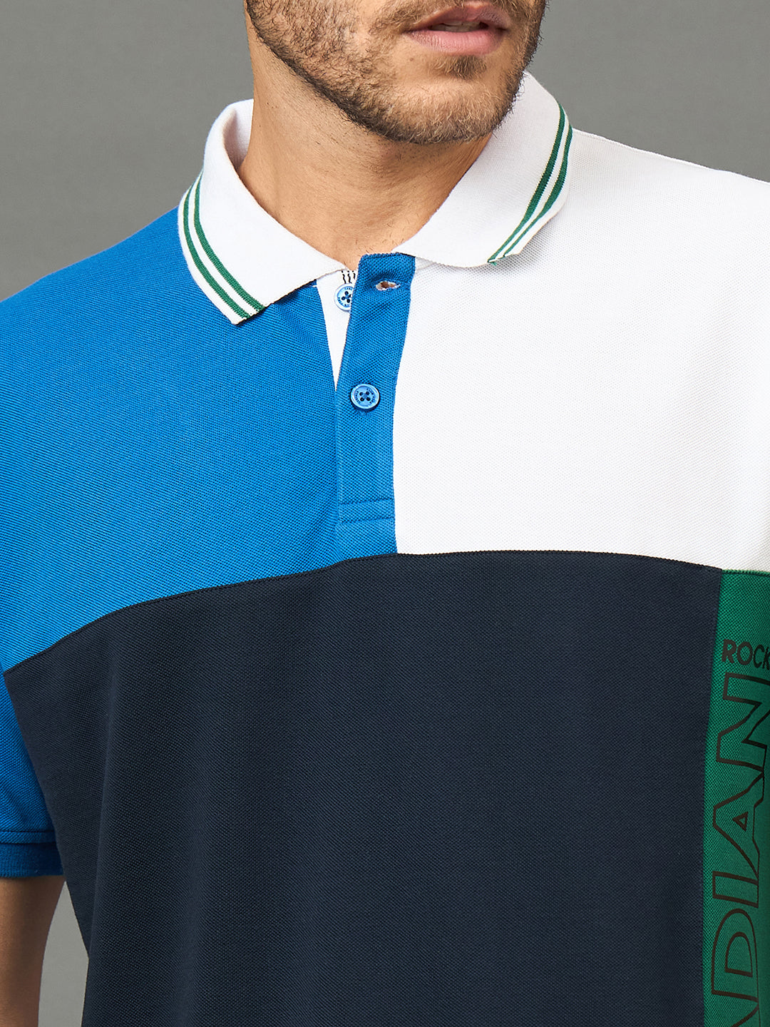 Club York Men Navy Polo neck T-Shirt
