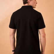 Men Black Solid Regular Fit T-Shirt