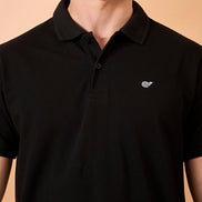 Men Black Solid Regular Fit T-Shirt