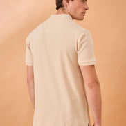Men Beige Solid Regular Fit T-Shirt