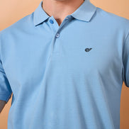Men Light Blue Solid Regular Fit T-Shirt
