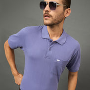 Club York Men Purple Polo neck T-Shirt