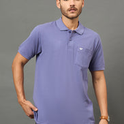 Club York Men Purple Polo neck T-Shirt