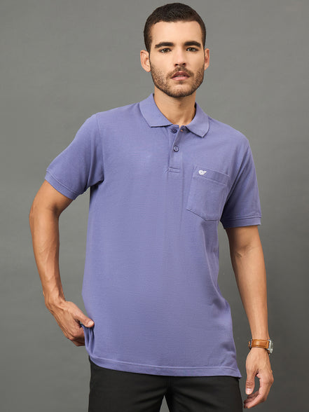 Club York Men Purple Polo neck T-Shirt