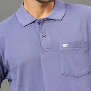 Club York Men Purple Polo neck T-Shirt