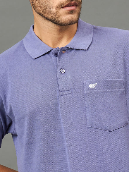 Club York Men Purple Polo neck T-Shirt