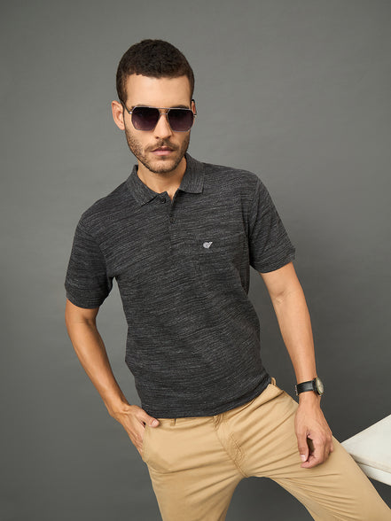 Club York Men Black Polo neck T-Shirt