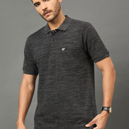 Club York Men Black Polo neck T-Shirt