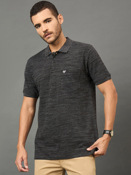 Club York Men Black Polo neck T-Shirt