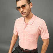 Club York Men Peach Polo neck T-Shirt
