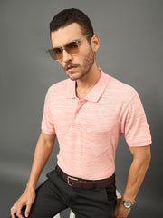 Club York Men Peach Polo neck T-Shirt