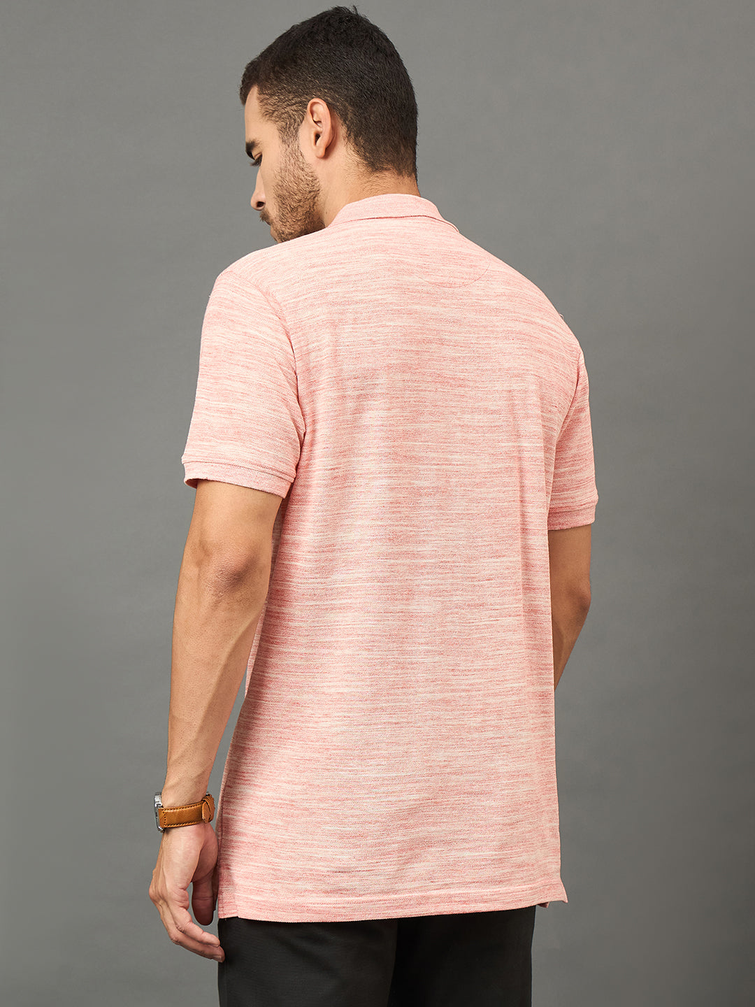 Club York Men Peach Polo neck T-Shirt