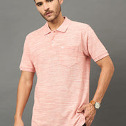 Club York Men Peach Polo neck T-Shirt