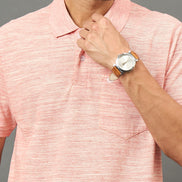 Club York Men Peach Polo neck T-Shirt
