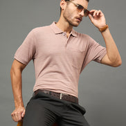 Club York Men Fawn Polo neck T-Shirt