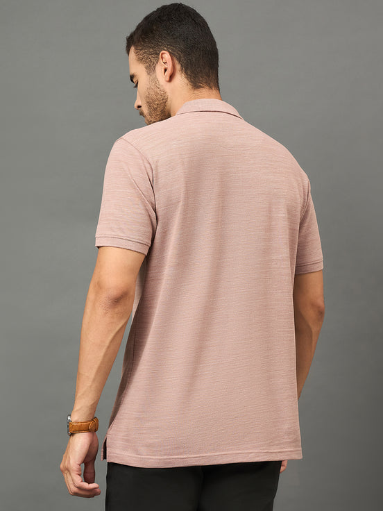 Club York Men Fawn Polo neck T-Shirt