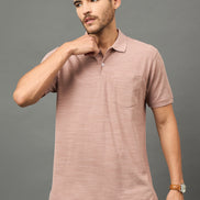 Club York Men Fawn Polo neck T-Shirt