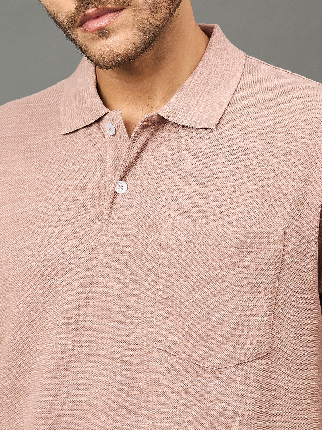 Club York Men Fawn Polo neck T-Shirt