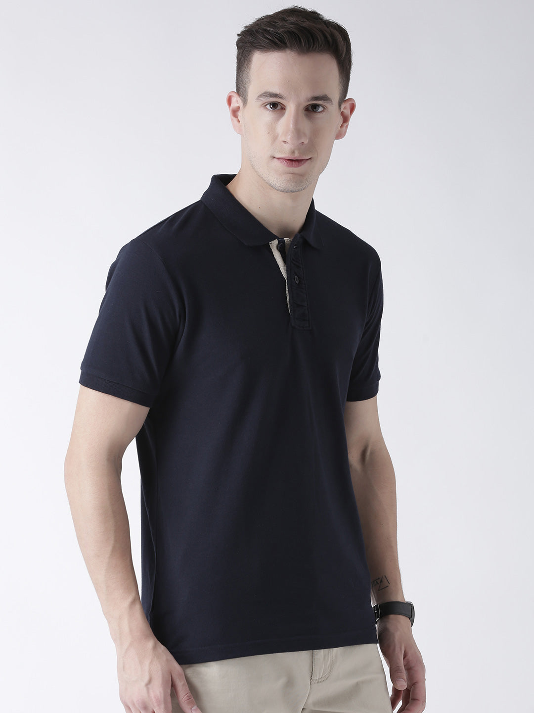 Navy Blue Solid T-Shirt