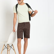 Dark Brown Printed Short