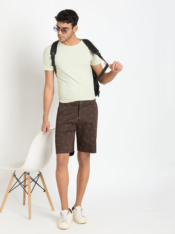 Dark Brown Printed Short