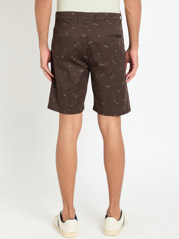 Dark Brown Printed Short