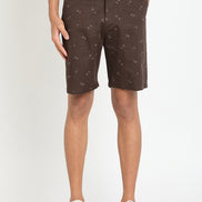 Dark Brown Printed Short